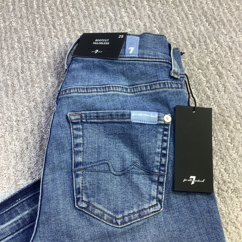 7 For All Mankind Bootcut Tailorless Athens Jeans Released Hem Size 25 NWT